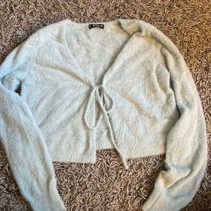 front tie light blue sweater. from shein size small